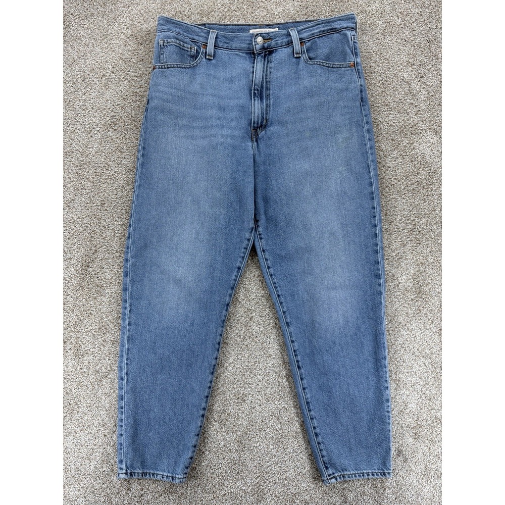 Levi's High Rise Mom Jeans Womens 32 Blue Light Wash 100% Cotton Denim Tapered